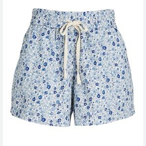 Apiece Apart Floral Trail Shorts Blue Organic Cotton Size XS